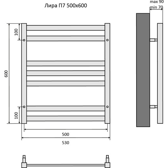 Полотенцесушитель водяной Aquatek Лира П7 500х600 мм AQ KP0760CH - фото 8