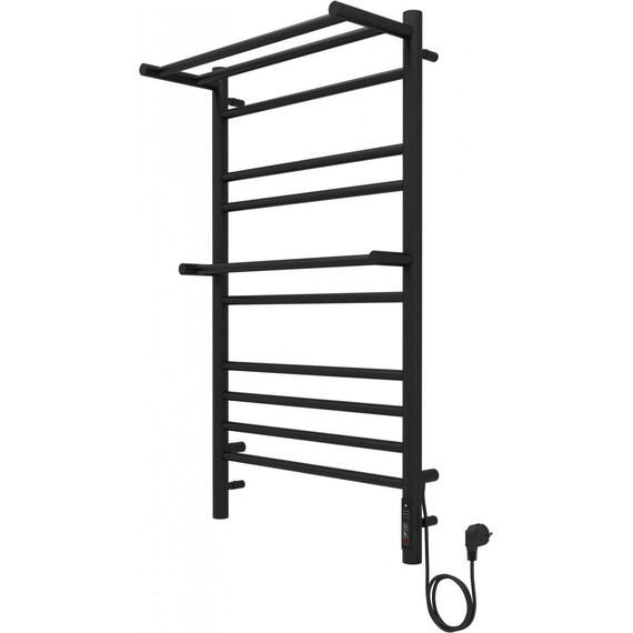 Полотенцесушитель электрический Aquatek Альфа с полкой П10 500х900 мм AQ EL RRP1090BL чёрный муар - фото 7