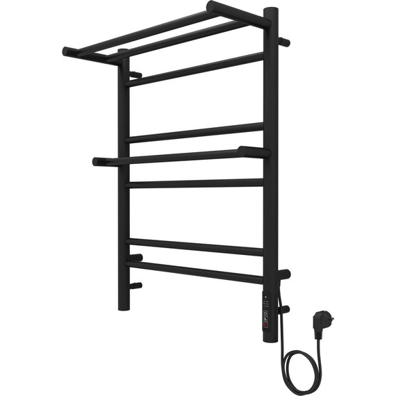 Полотенцесушитель электрический Aquatek Альфа с полкой П7 500х700 мм AQ EL RRP0770BL чёрный муар - фото 7