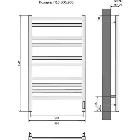 Полотенцесушитель электрический Aquatek Поларис П10 500х900 мм AQ EL KO1090CH - фото 8