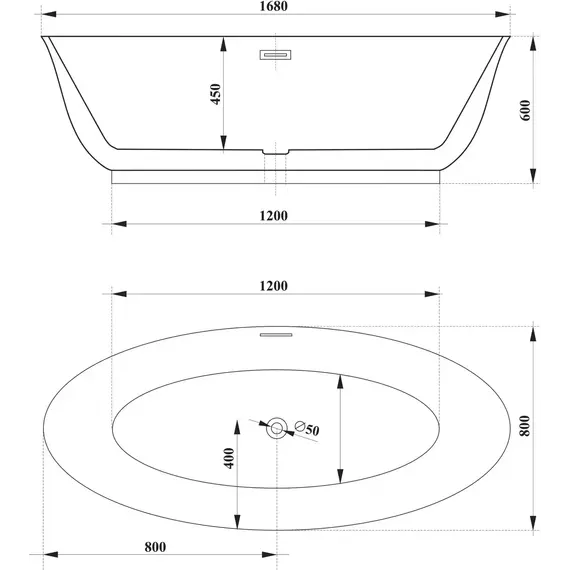 Ванна отдельностоящая CeruttiSpa 170x80 см GRETA170GMB CT10878, чёрный матовый/белый - фото 5