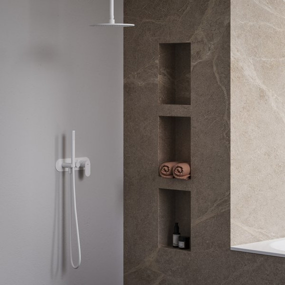 Смеситель для душа Ravak 3 потребителя Eleganta EL 068.10WV.O3+S X070259, белый вельвет - фото 2