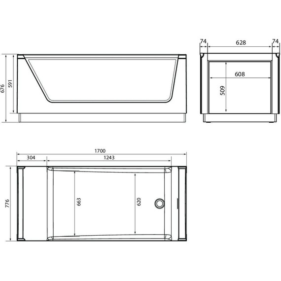 Ванна отдельностоящая Aima Neo 170x75 см (2 стекла принт бетон) - фото 5
