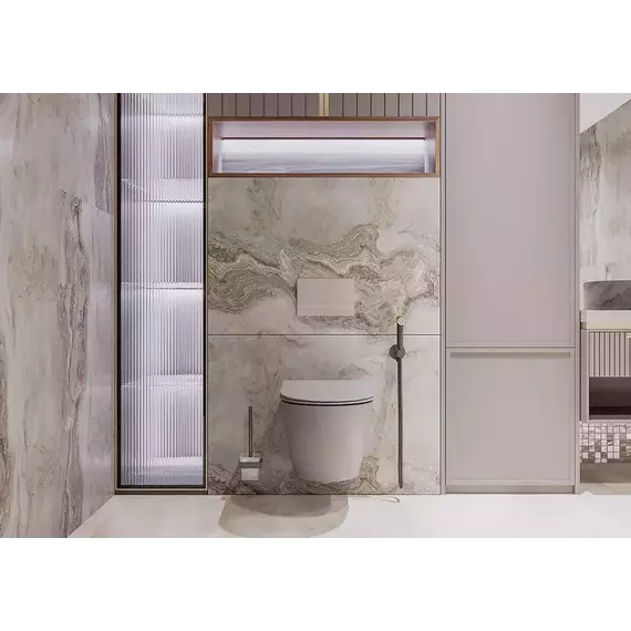 Унитаз подвесной безободковый Veconi Moro VMO-48TGr (Система смыва торнадо) с крышкой микролифт, серый, Цвет производителя: серый - фото 5