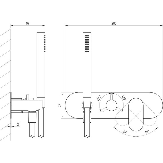Смеситель для душа Ravak 3 потребителя Eleganta EL 068.20GB.O3+S X070333, графит матовый - фото 5