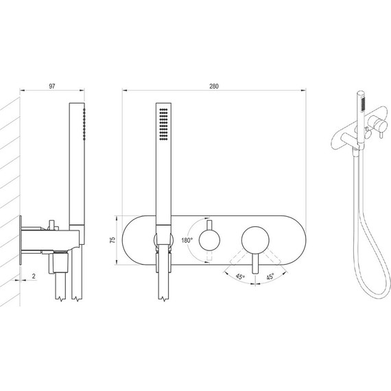 Смеситель для душа Ravak 3 потребителя Espirit ES 068.00CR.O3+S X070202 - фото 4