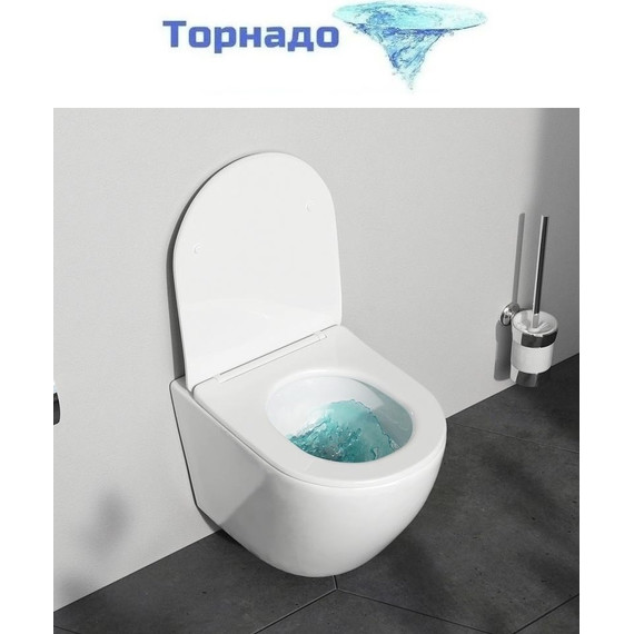 Унитаз подвесной безободковый AM.PM Like C801900SC (Система смыва торнадо) с крышкой микролифт - фото 