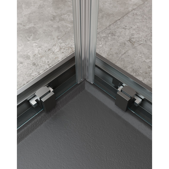 Душевое ограждение Cezares 120x120 см MOLVENO-A-22-90+30-C-GM-IV, оружейная сталь/прозрачное - фото 5