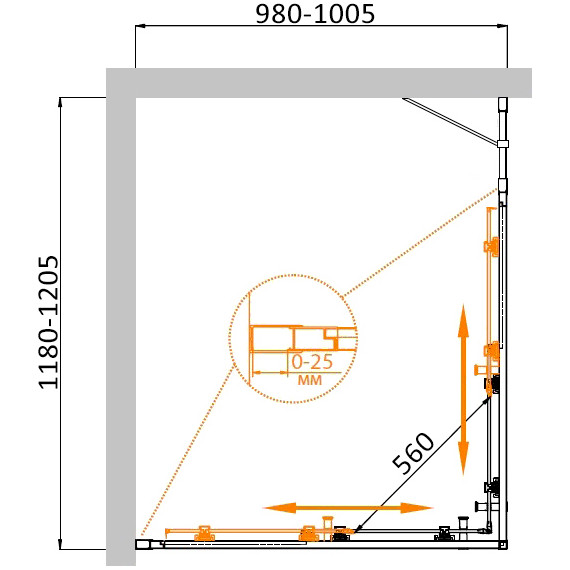 Душевое ограждение Cezares 120x100 см MOLVENO-AH-21-100+20-C-BORO-IV, брашированное золото/прозрачное - фото 7