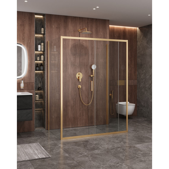 Душевое ограждение Cezares 160x90 см MOLVENO-AH-12-160/90-C-BORO-IV, брашированное золото/прозрачное - фото 2