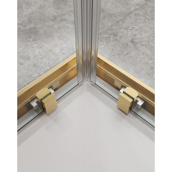 Душевое ограждение Cezares 120x110 см MOLVENO-AH-22-120/110-C-BORO-IV, брашированное золото/прозрачное - фото 5