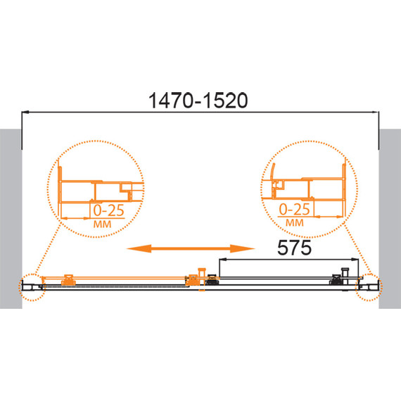 Душевая дверь Cezares 150 см MOLVENO-BF-1-150-C-BORO-IV, брашированное золото/прозрачное - фото 6