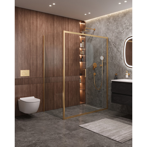 Душевое ограждение Cezares 160x90 см MOLVENO-AH-11-160/90-C-BORO-IV, брашированное золото/прозрачное - фото 2