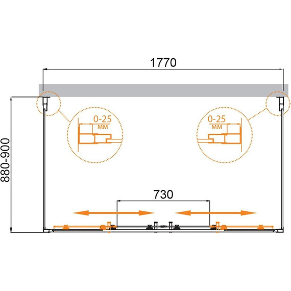 Душевое ограждение Cezares 180x90 см MOLVENO-AH-2/2-180/90-C-Cr-IV, хром/прозрачное - фото 6