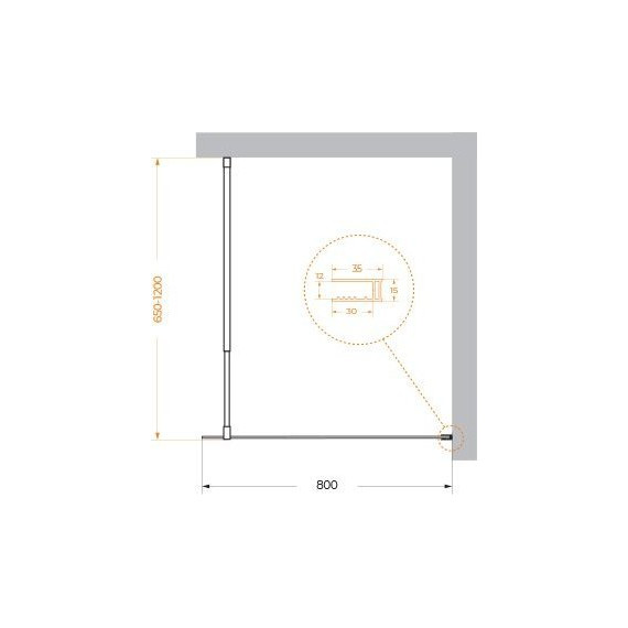 Душевая перегородка BelBagno 80 см KRAFT-L-1-80-C-NERO, чёрный/прозрачное - фото 2