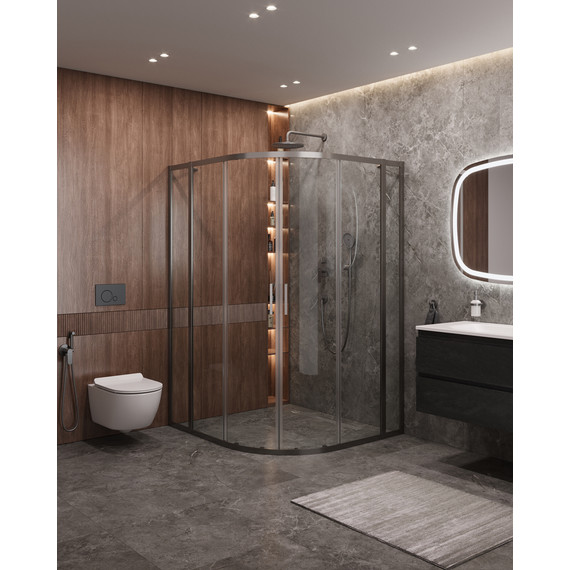 Душевое ограждение Cezares 130x120 см MOLVENO-RH-22-130/120-C-GM-IV, оружейная сталь/прозрачное - фото 