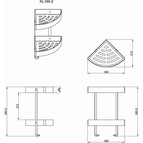 Полка угловая Azario AZ-160-2B, цвет чёрный - фото 2