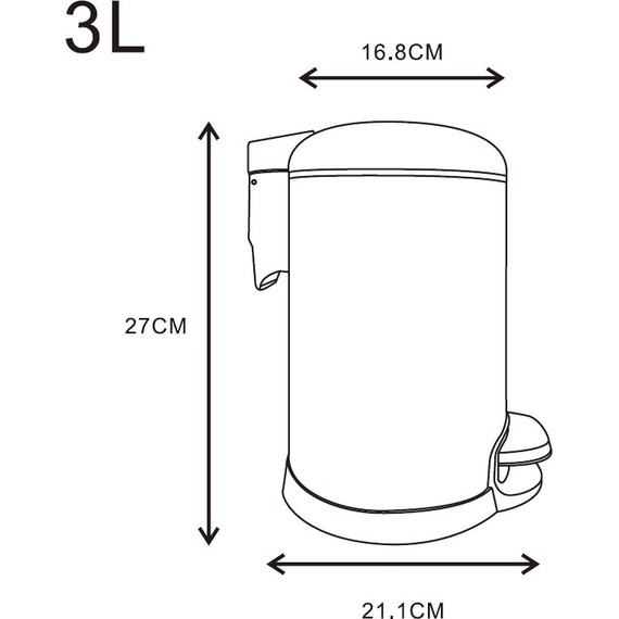 Ведро для мусора с педалью Azario AZ-301N-3L - фото 2