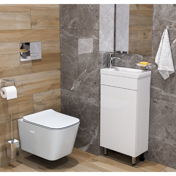 Тумба напольная с раковиной Mirsant Soho quadro 40 см (универсальная) белый - фото 4