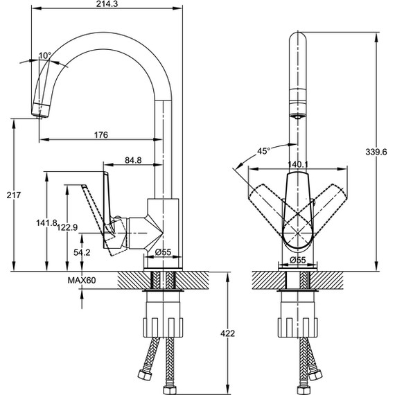 Смеситель для кухни Cersanit Moduo A68221, чёрный - фото 14