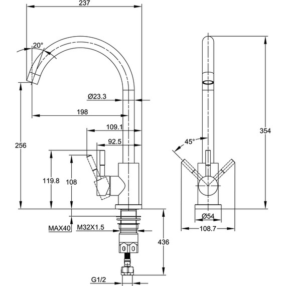 Смеситель для кухни Cersanit Como A68243, чёрный - фото 13