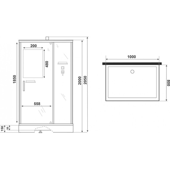 Душевая кабина Niagara Standart 100x80 см ST100/80/15Q/BK, белый/прозрачное - фото 9