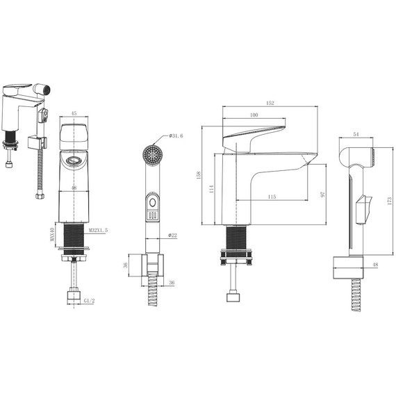 Смеситель для раковины с лейкой для биде Aquatek Вега AQ1012CR, Цвет производителя: хром - фото 6