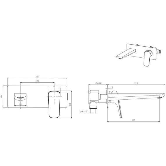 Смеситель для раковины настенный Aquatek Вега AQ1013CR, Цвет производителя: хром - фото 2