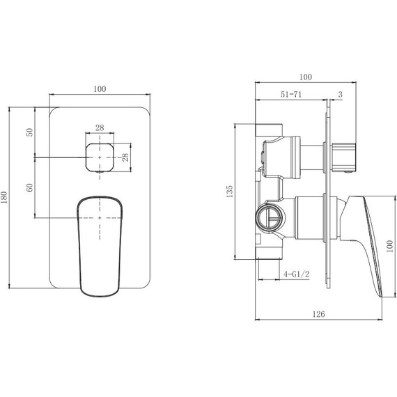 Набор смесителей 4 в 1 для душа Aquatek Вега AQ1072CR, Цвет производителя: хром - фото 6