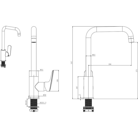 Смеситель для кухни Aquatek Вега AQ1081MB, чёрный матовый, Цвет производителя: чёрный матовый - фото 4