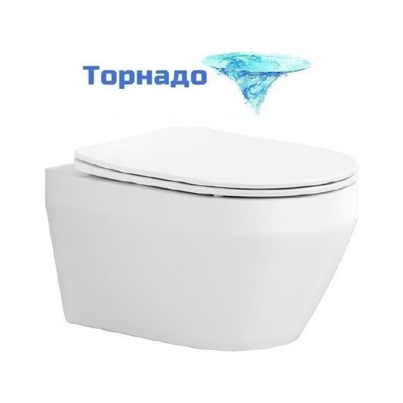 Унитаз подвесной безободковый Aquatek Лея AQ1199T-00 с крышкой микролифт (система смыва Торнадо) - фото 