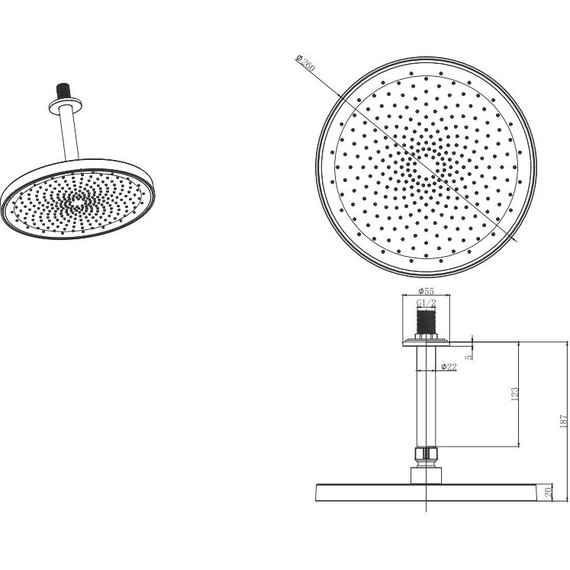 Верхний душ Aquatek  260x260 мм AQ2070CR - фото 4