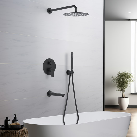 Душевая система для ванны Aquatek Бетта AQ1173MB (со скрытой частью) чёрный матовый, Цвет производителя: чёрный матовый - фото 7