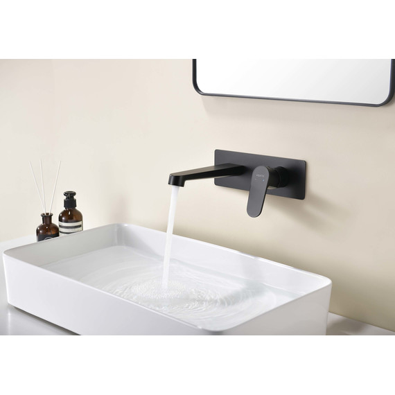 Смеситель для раковины настенный Aquatek Оберон AQ1213MB, чёрный матовый, Цвет производителя: чёрный матовый - фото 3