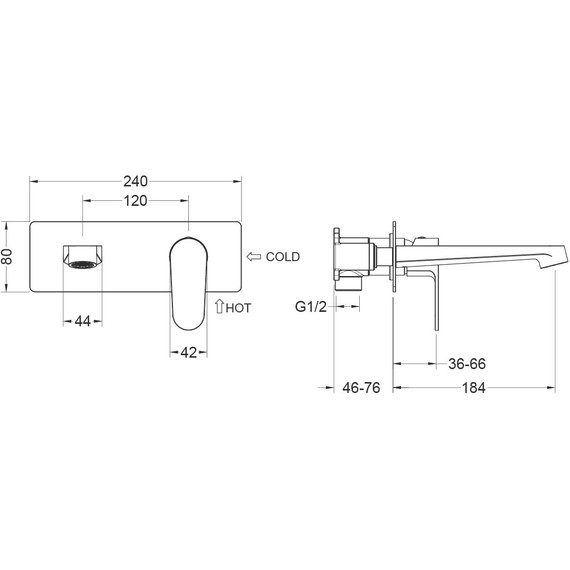 Смеситель для раковины настенный Aquatek Оберон AQ1213CR, Цвет производителя: хром - фото 4
