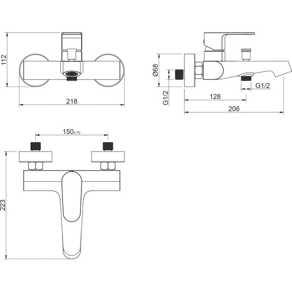 Смеситель для ванны Aquatek Оберон AQ1240CR, Цвет производителя: хром - фото 3