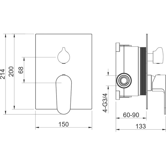 Смеситель для ванны Aquatek Оберон AQ1246CR (со скрытой частью), Цвет производителя: хром - фото 4