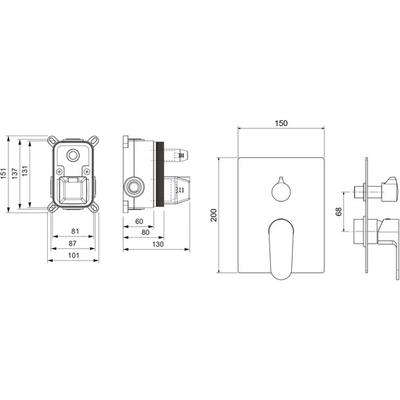 Смеситель для ванны Aquatek Оберон AQ1246CR (со скрытой частью), Цвет производителя: хром - фото 3