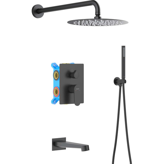 Душевая система для ванны Aquatek Оберон AQ1273MB (со скрытой частью) чёрный матовый, Цвет производителя: чёрный матовый - фото 5