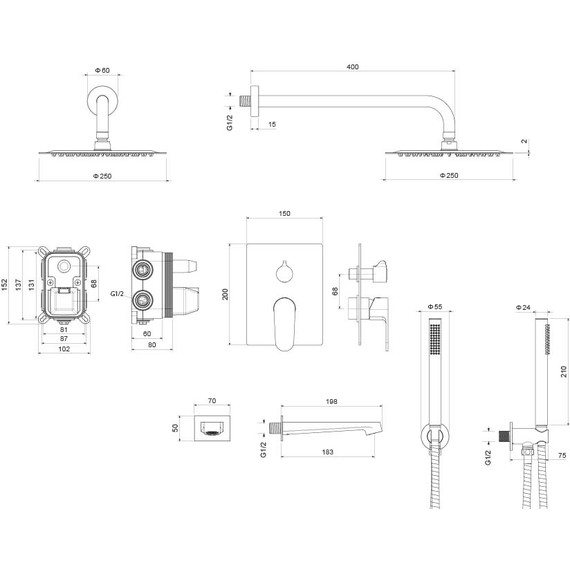 Душевая система для ванны Aquatek Оберон AQ1273CR (со скрытой частью), Цвет производителя: хром - фото 6