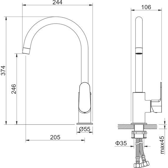 Смеситель для кухни Aquatek Оберон AQ1282CR, Цвет производителя: хром - фото 10