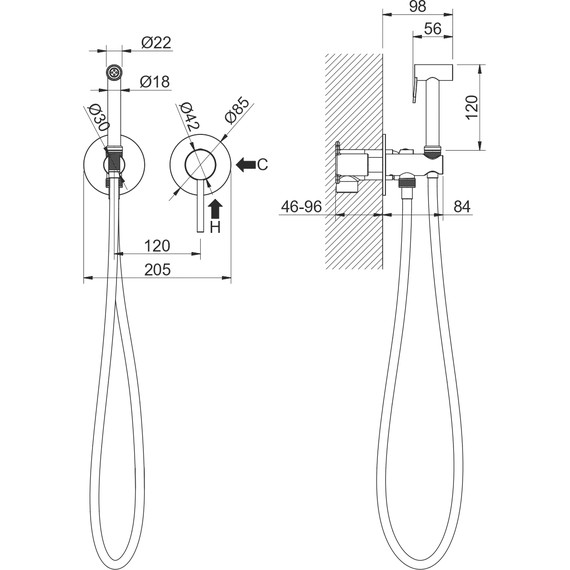 Набор для гигиенического душа Aquatek Европа AQ1319CR (со скрытой частью) - фото 5