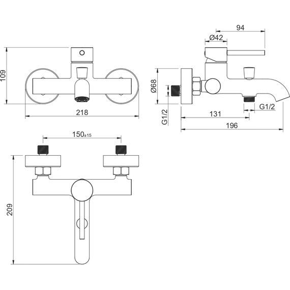 Смеситель для ванны Aquatek Европа AQ1340MB, чёрный матовый, Цвет производителя: чёрный матовый - фото 6