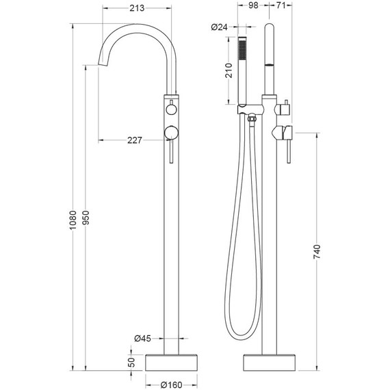 Смеситель для ванны Aquatek Европа AQ1345MB, чёрный матовый, Цвет производителя: чёрный матовый - фото 7