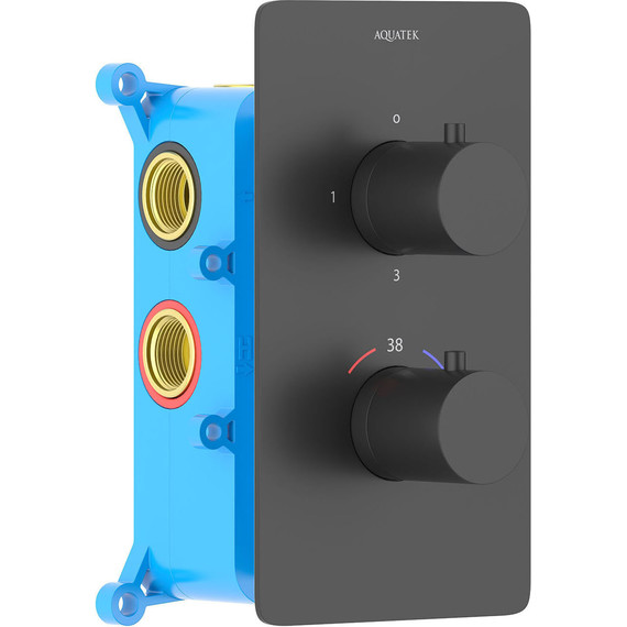 Смеситель для ванны с термостатом Aquatek Европа AQ1393MB (со скрытой частью) чёрный матовый, Цвет производителя: чёрный матовый - фото 2