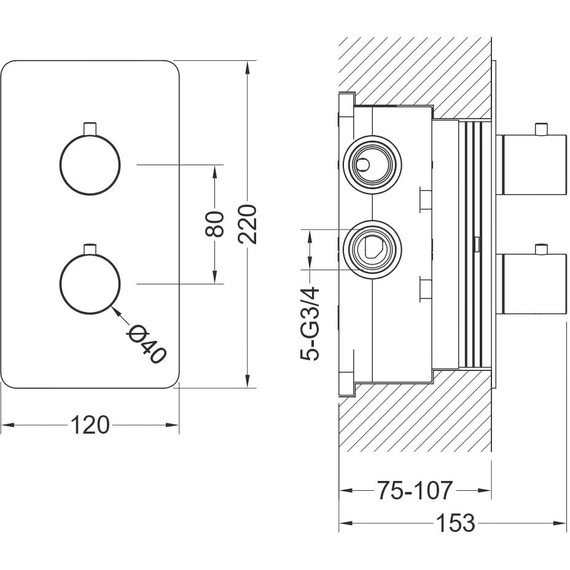 Смеситель для ванны с термостатом Aquatek Европа AQ1393MB (со скрытой частью) чёрный матовый, Цвет производителя: чёрный матовый - фото 3