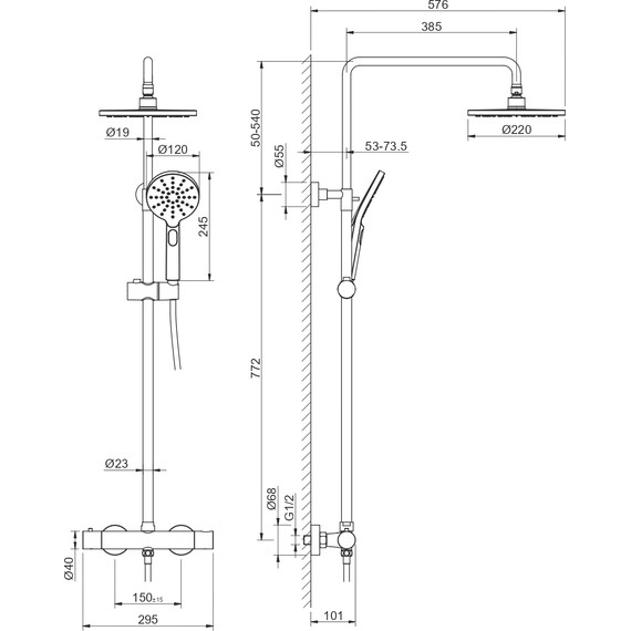 Душевая стойка с термостатом Aquatek Европа AQ2343MB, чёрный матовый, Цвет производителя: чёрный матовый - фото 11