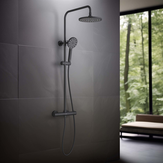 Душевая стойка с термостатом Aquatek Европа AQ2343MB, чёрный матовый, Цвет производителя: чёрный матовый - фото 4