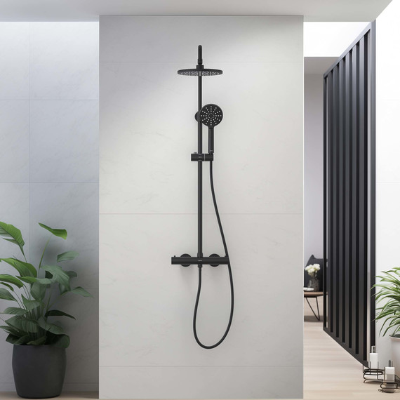 Душевая стойка с термостатом Aquatek Европа AQ2343MB, чёрный матовый, Цвет производителя: чёрный матовый - фото 7