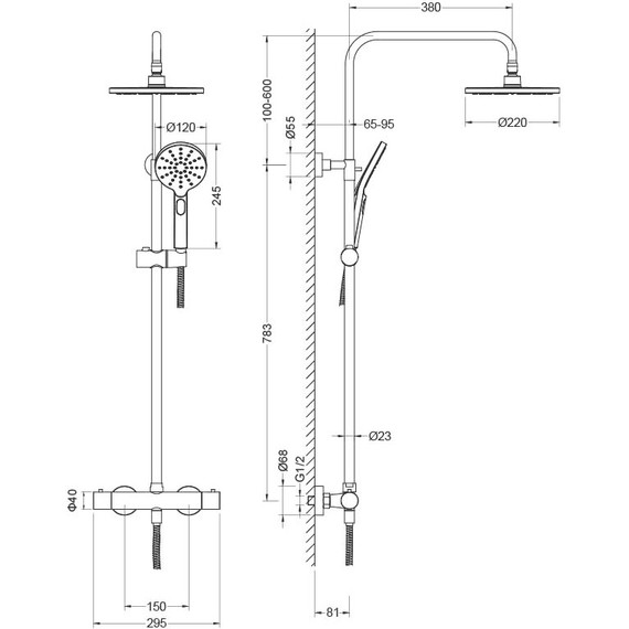 Душевая стойка с термостатом Aquatek Европа AQ2343CR, Цвет производителя: хром - фото 10